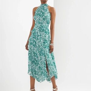 White House Black Market Green Floral Midi Dress size 8